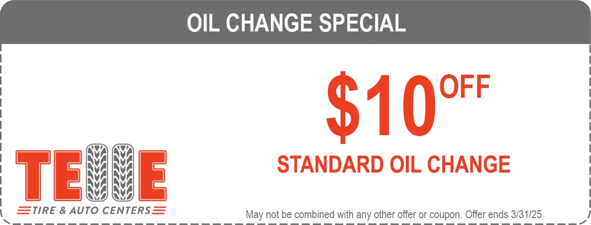 Coupon for $10 off standard oil change