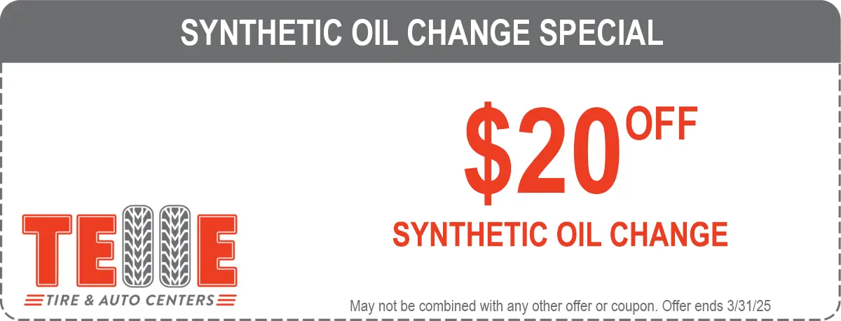 Coupon for $20 off synthetic oil change