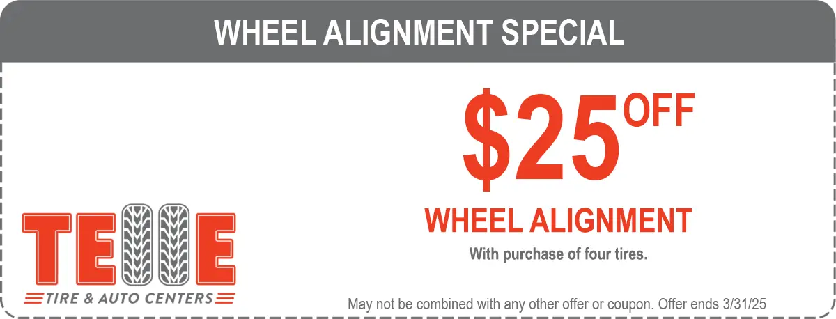 Coupon for $25 off wheel alignment